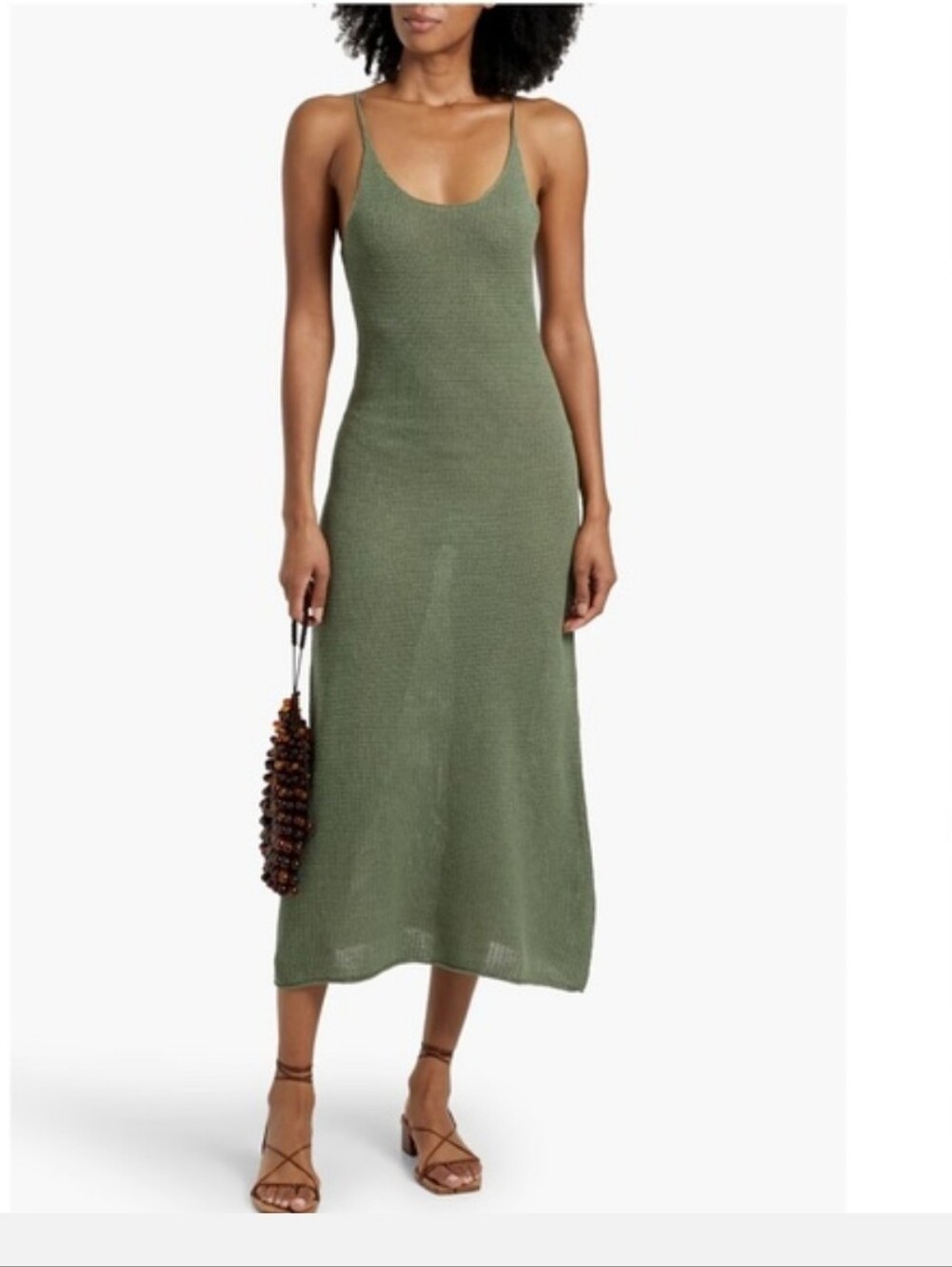 Onia Crochet Knit‎ Linen Slip Midi Dress